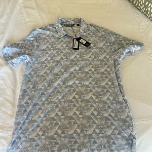 Travis Mathew golf shirt light blue, grey, whitete golf shirt XL